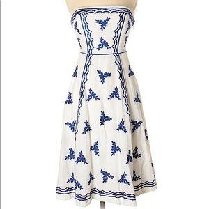 Anthropologie White Cotton Strapless Midi Dress 2!